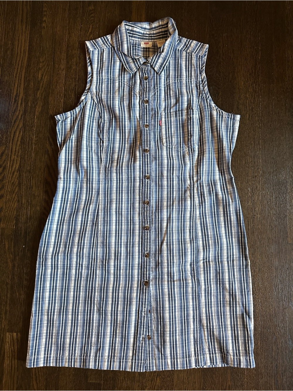 NWT’S Levi’s Striped plaid  Denim Sleeveless Summer Button Down Mini Dress XL